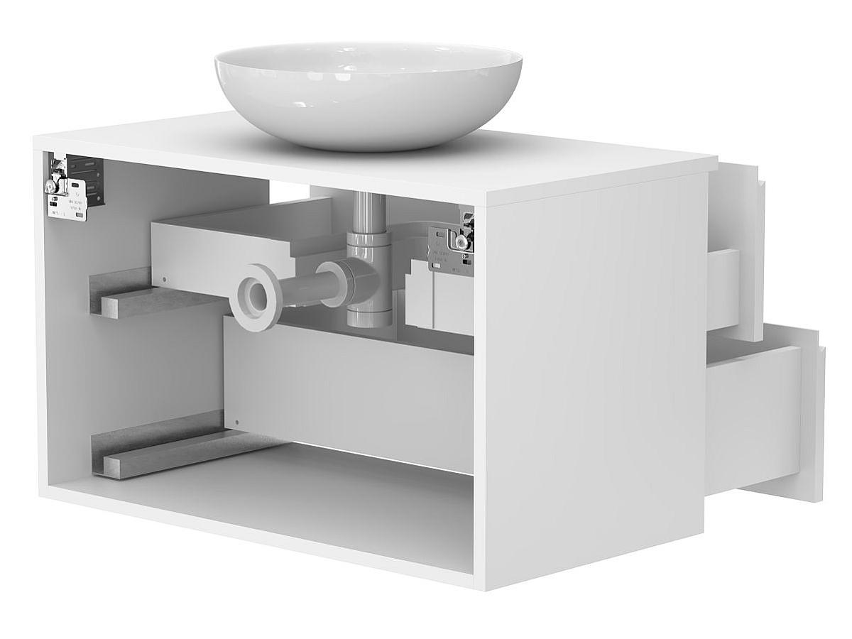 Тумба подвесная MONO 800 Белая soft-touch з умивальником TOBI