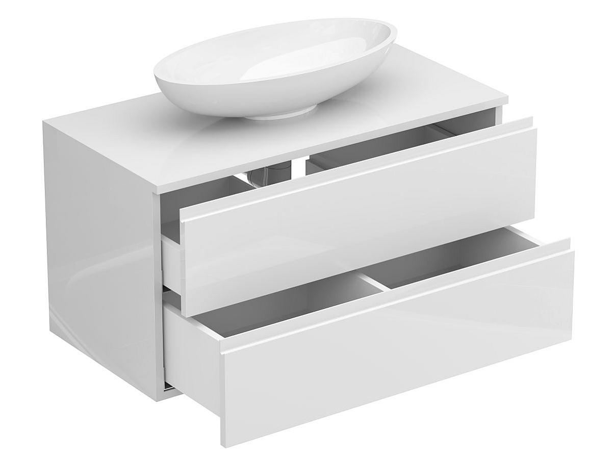Тумба подвесная MONO 900 Белая глянцевая с умывальником NICE