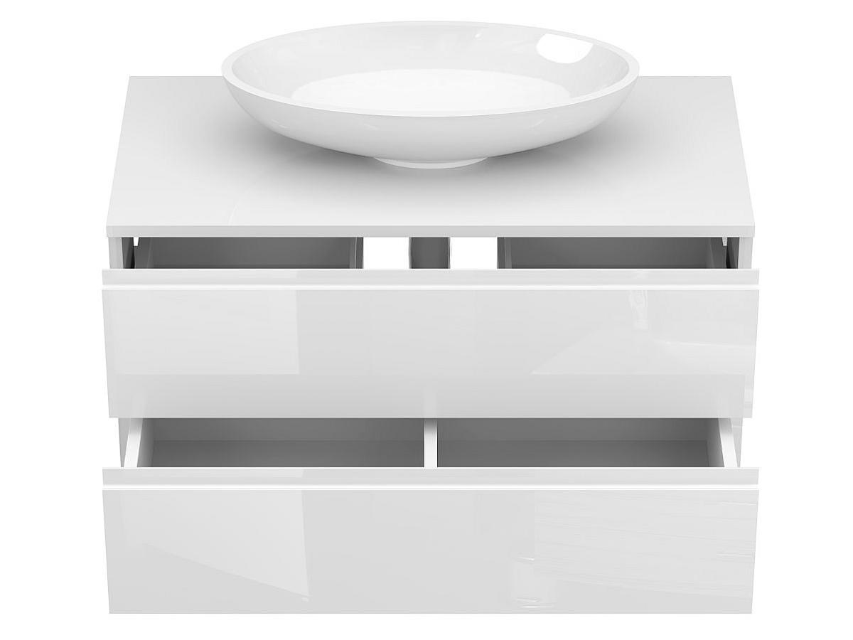 Тумба подвесная MONO 900 Белая глянцевая с умывальником NICE