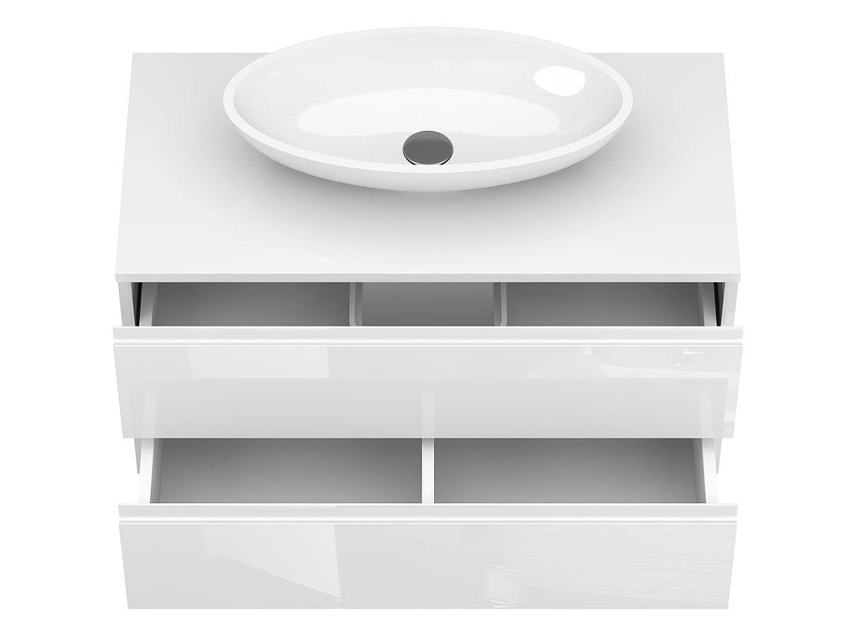 Тумба подвесная MONO 900 Белая глянцевая с умывальником NICE