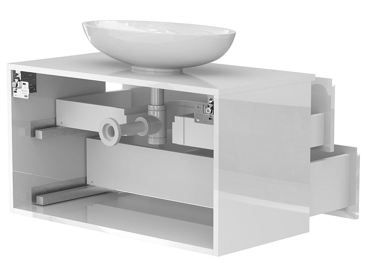 Тумба подвесная MONO 900 Белая глянцевая с умывальником NICE