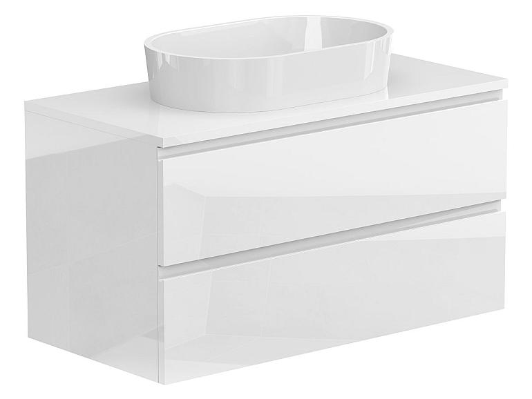 Тумба підвісна MONO 900 Біла глянцева з умивальником SORRENTO