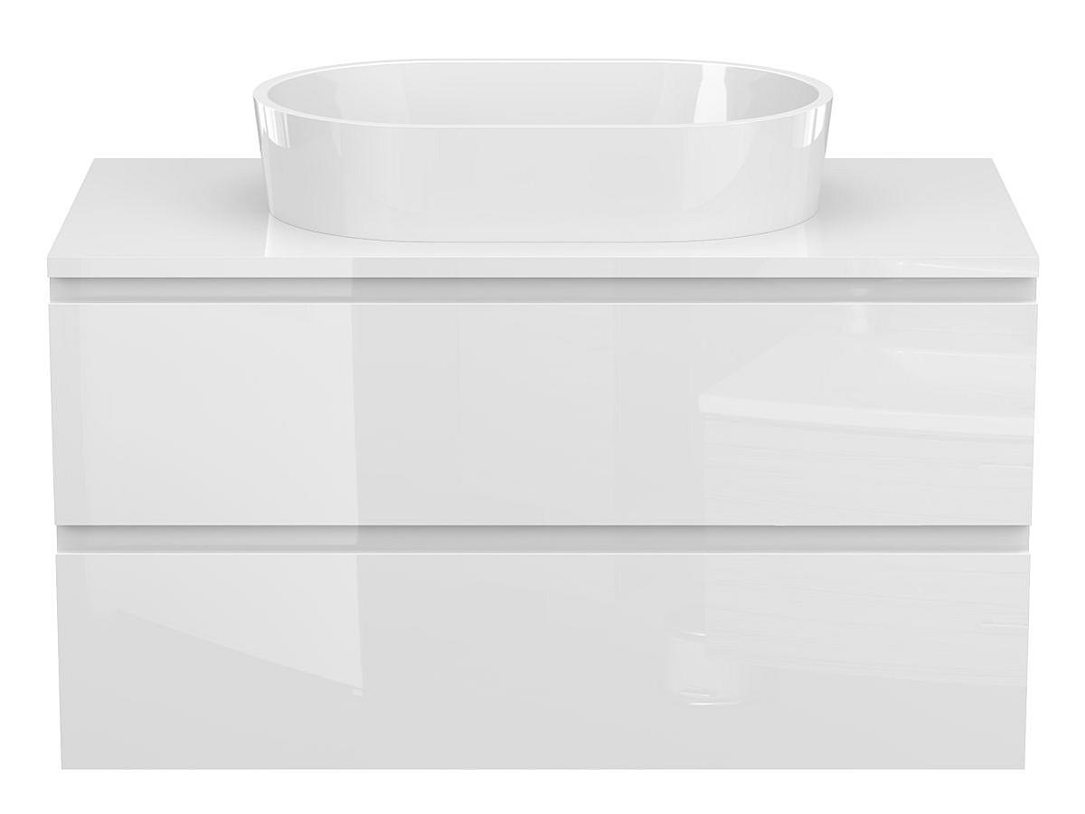 Тумба подвесная MONO 900 Белая глянцевая с умывальником SORRENTO