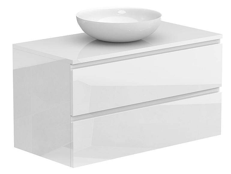 Тумба підвісна MONO 900 Біла глянцева з умивальником TOBI