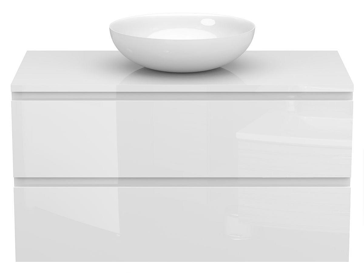 Тумба подвесная MONO 900 Белая глянцевая с умывальником TOBI