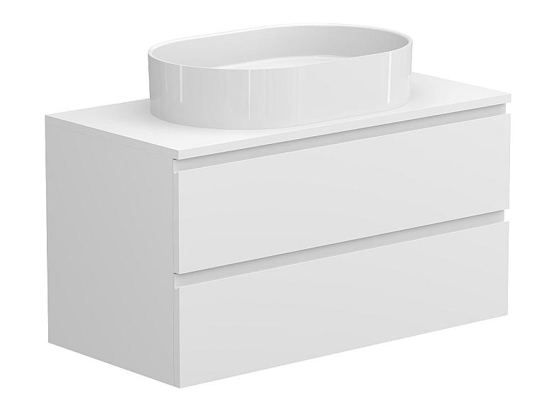 Тумба підвісна MONO 900 Біла soft-touch з умивальником KIRA