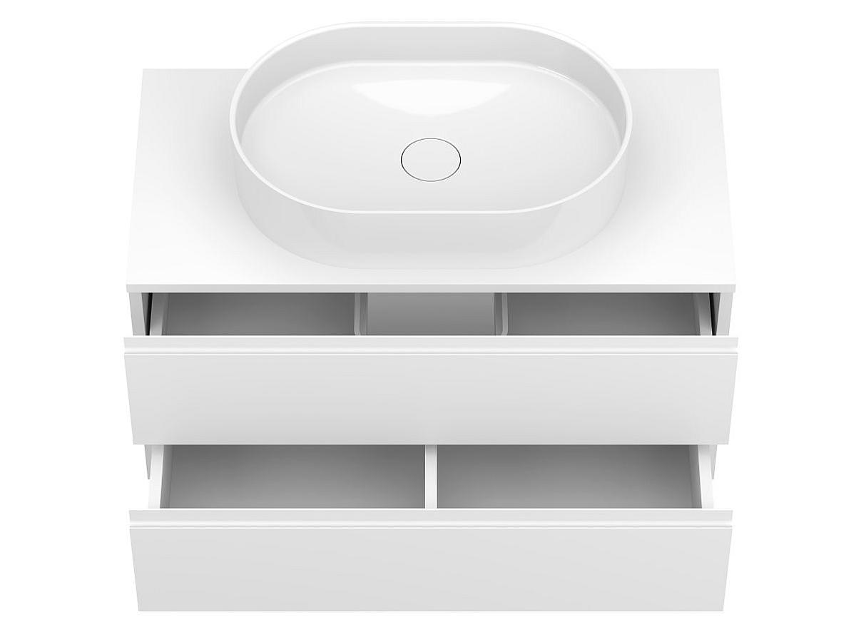 Тумба подвесная MONO 900 Белая soft-touch з умивальником KIRA