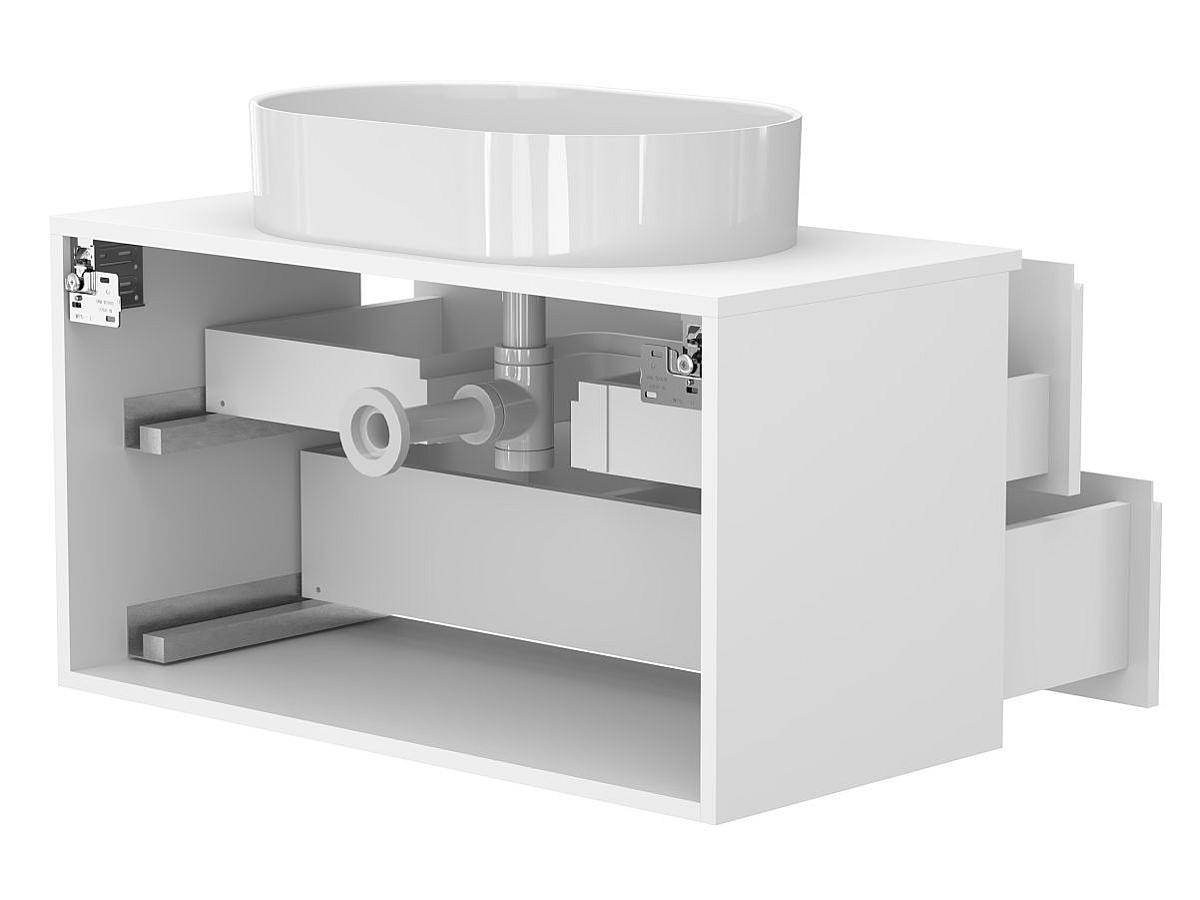 Тумба подвесная MONO 900 Белая матовая з умивальником KIRA