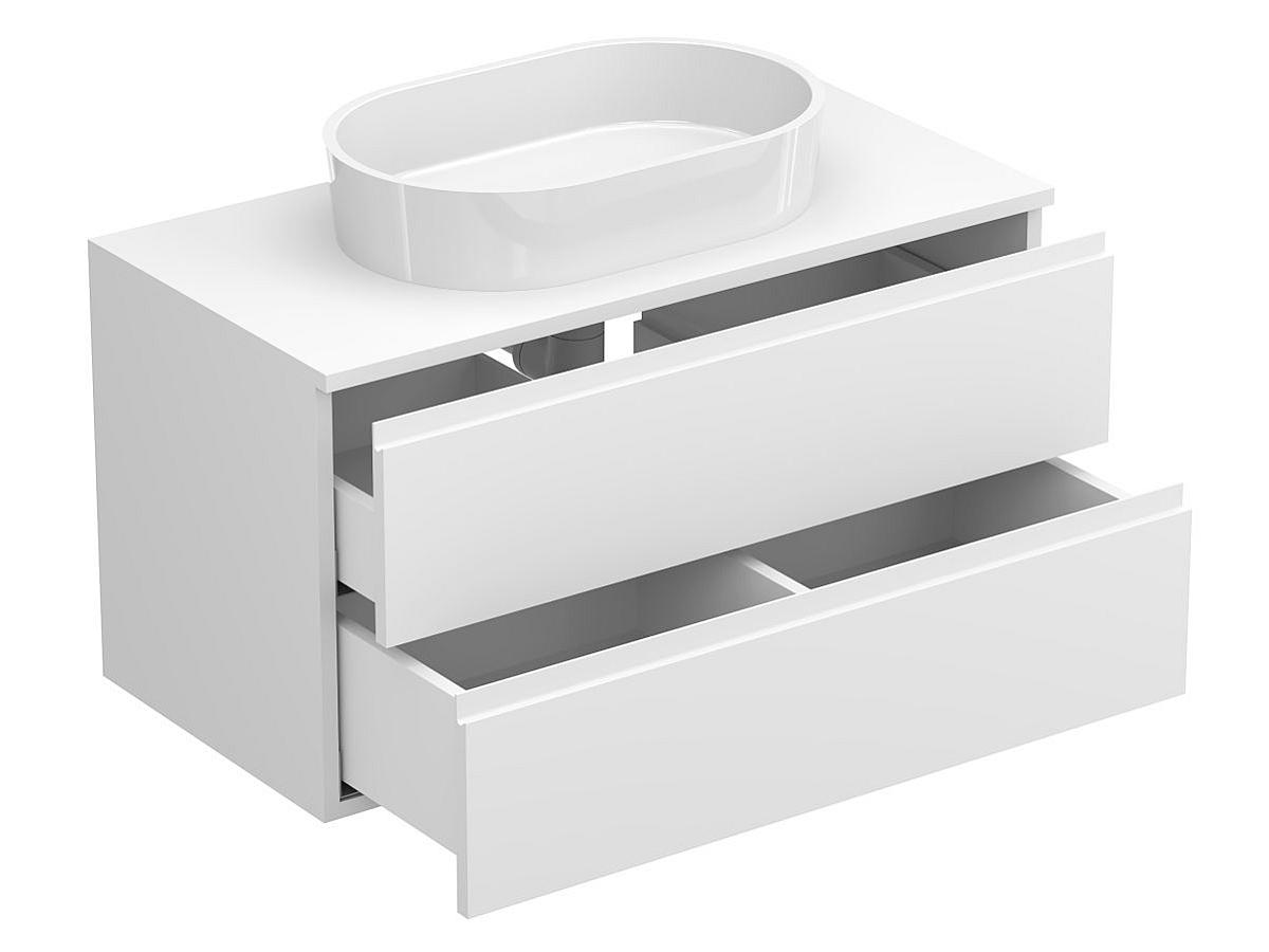 Тумба подвесная MONO 900 Белая soft-touch з умивальником SORRENTO