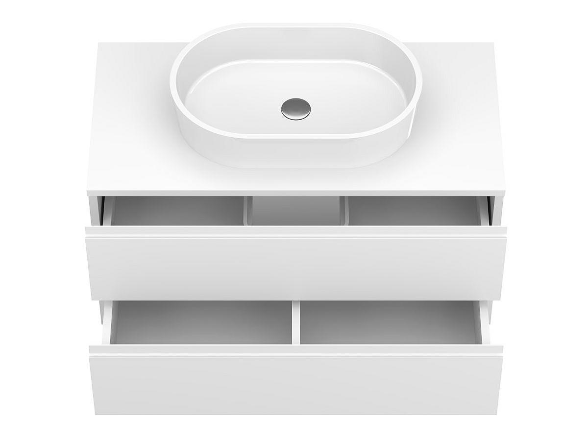 Тумба подвесная MONO 900 Белая soft-touch з умивальником SORRENTO