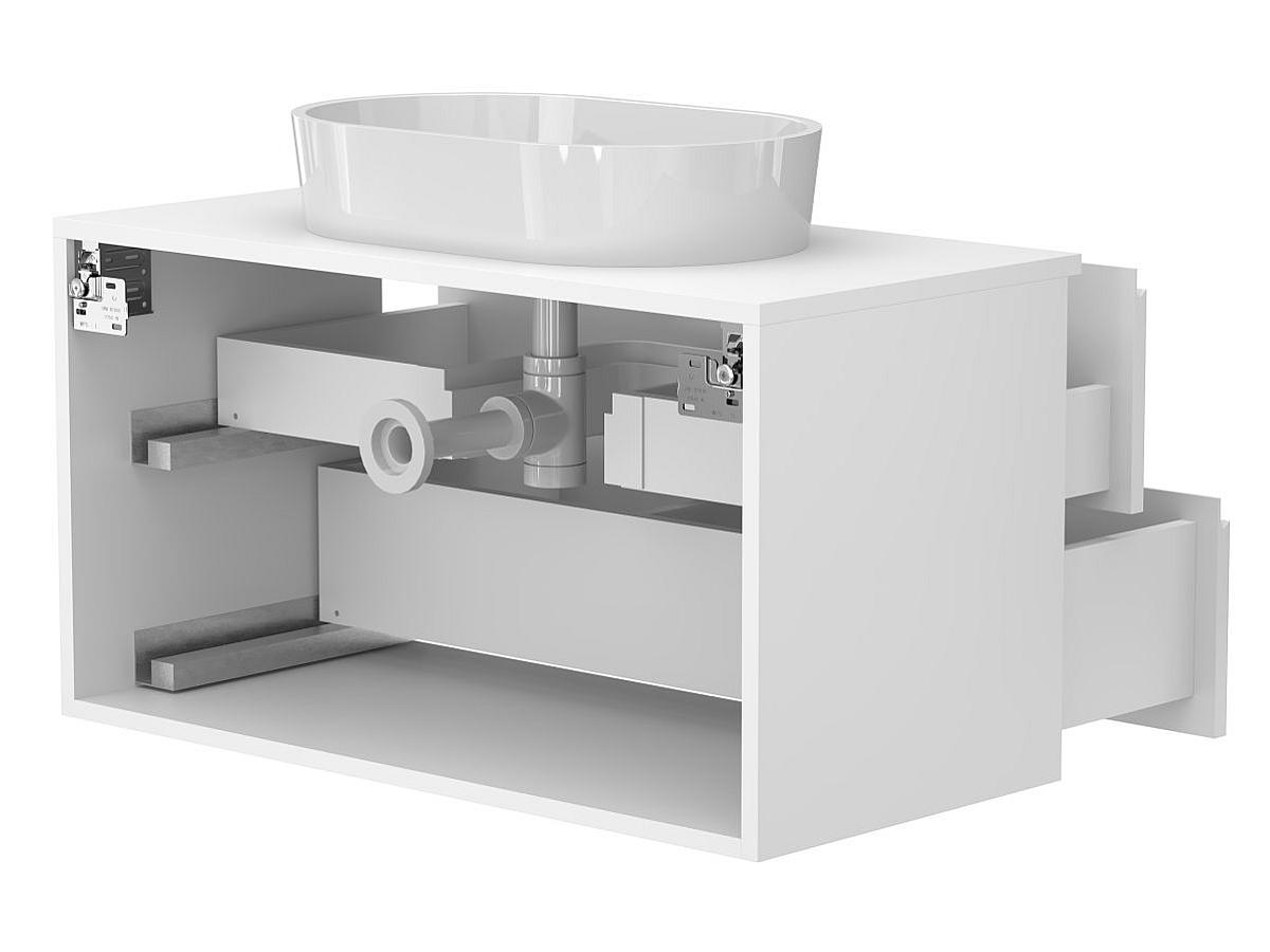 Тумба подвесная MONO 900 Белая soft-touch з умивальником SORRENTO