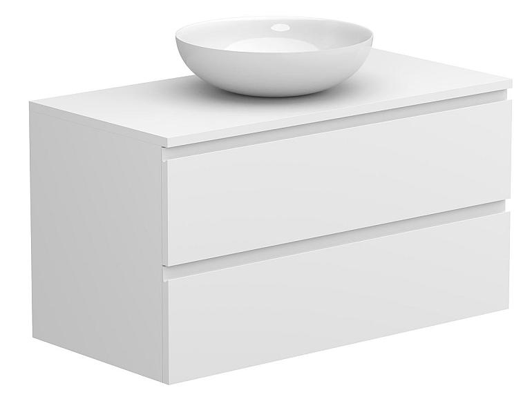 Тумба підвісна MONO 900 Біла soft-touch з умивальником TOBI