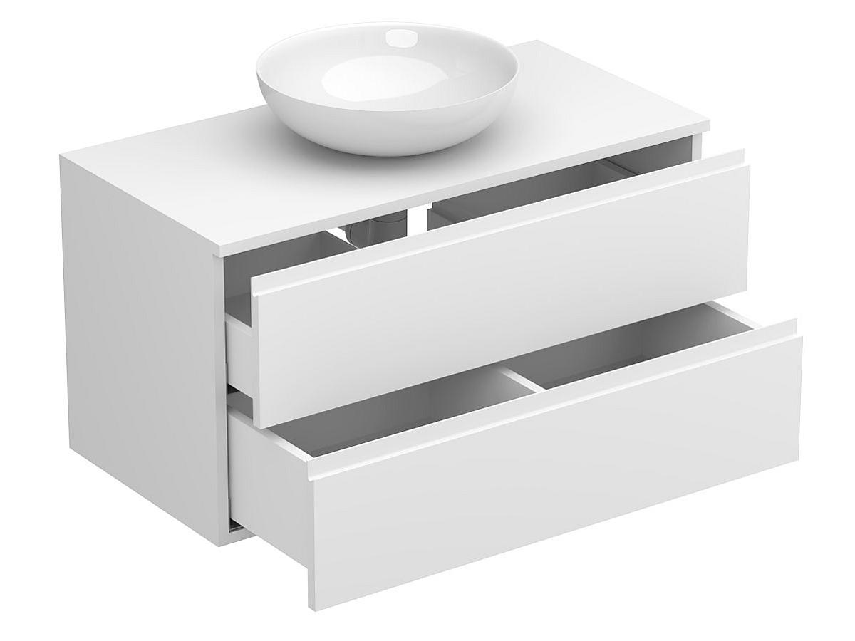 Тумба подвесная MONO 900 Белая soft-touch з умивальником TOBI