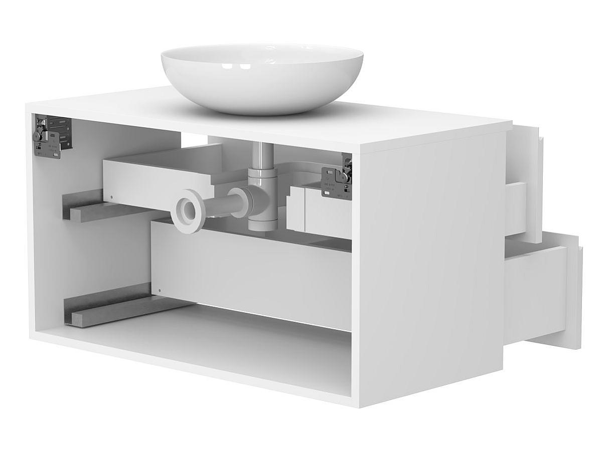 Тумба подвесная MONO 900 Белая soft-touch з умивальником TOBI