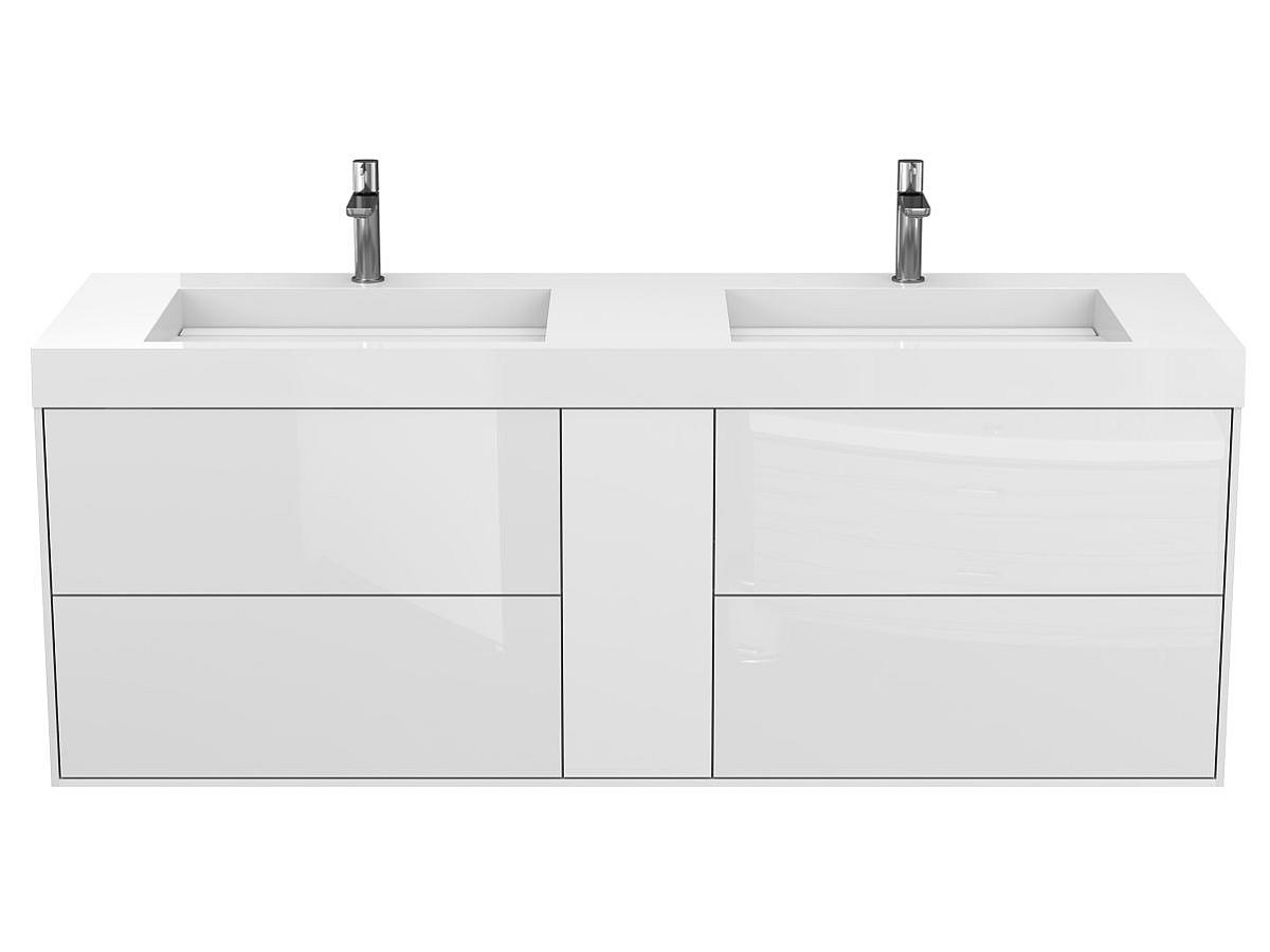 Тумба підвісна SPACE Біла глянцева з умивальником AGNESS 1500