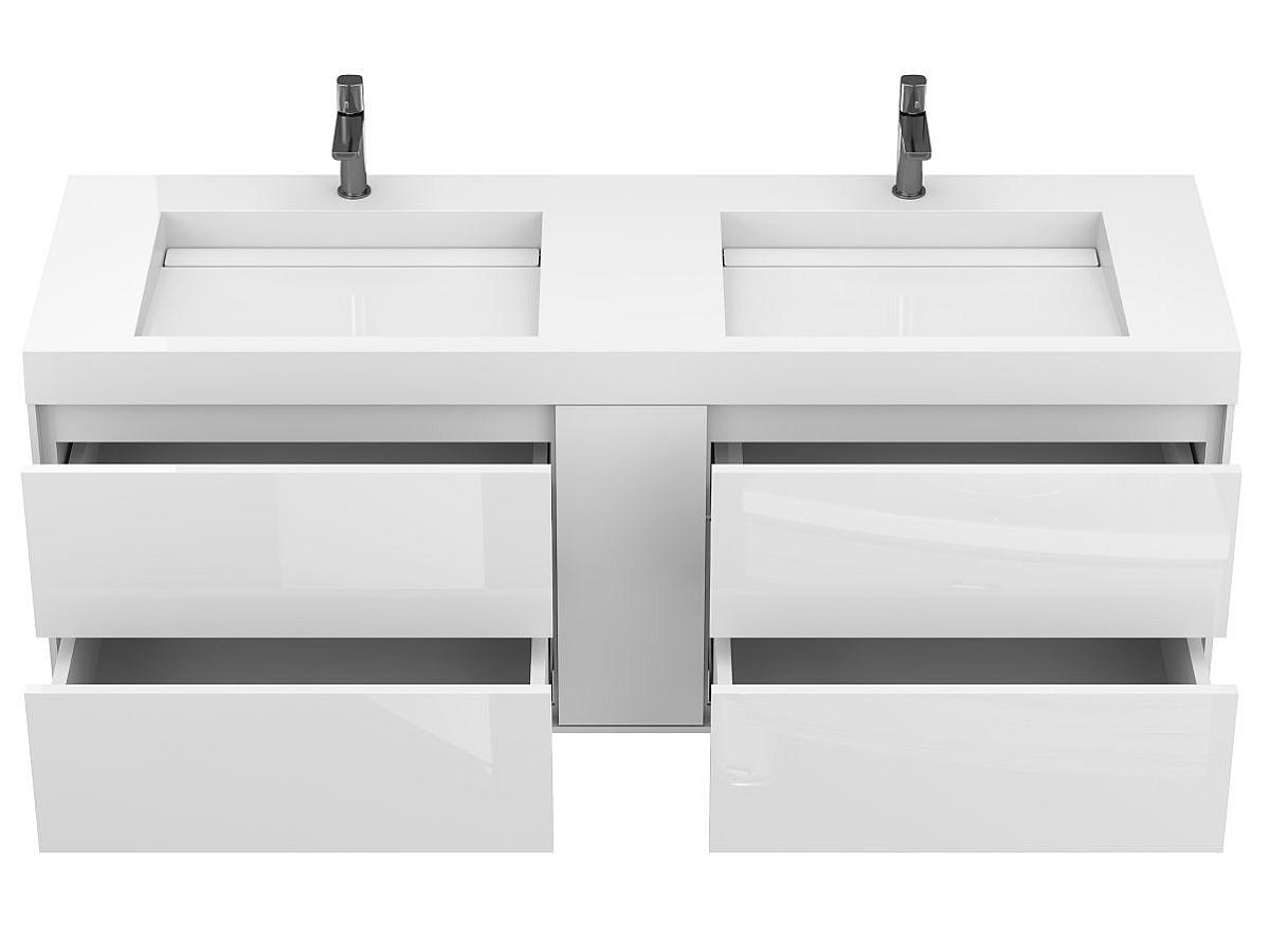 Тумба підвісна SPACE Біла глянцева з умивальником AGNESS 1500