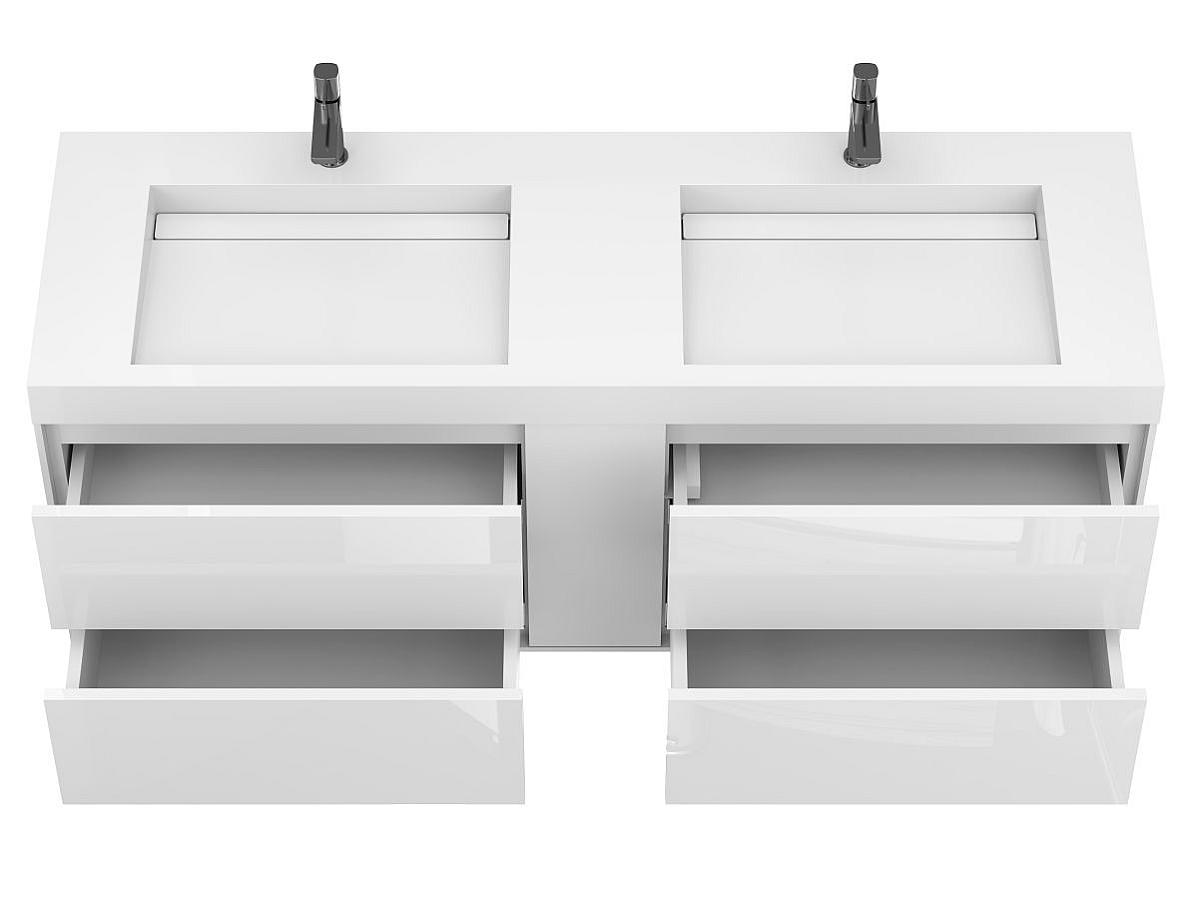 Тумба підвісна SPACE Біла глянцева з умивальником AGNESS 1500