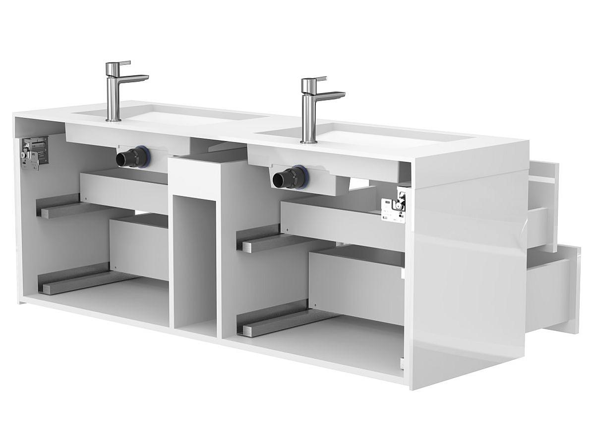 Тумба підвісна SPACE Біла глянцева з умивальником AGNESS 1500