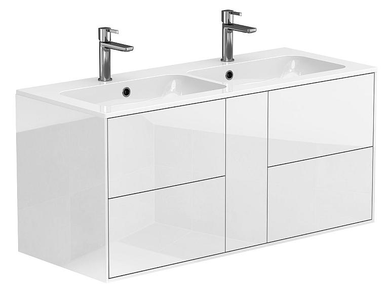 Тумба підвісна SPACE Біла глянцева з умивальником DELLA 1100 D