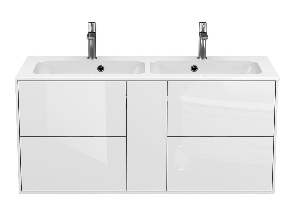 Тумба подвесная SPACE Белая глянцевая с умывальником DELLA 1100 D