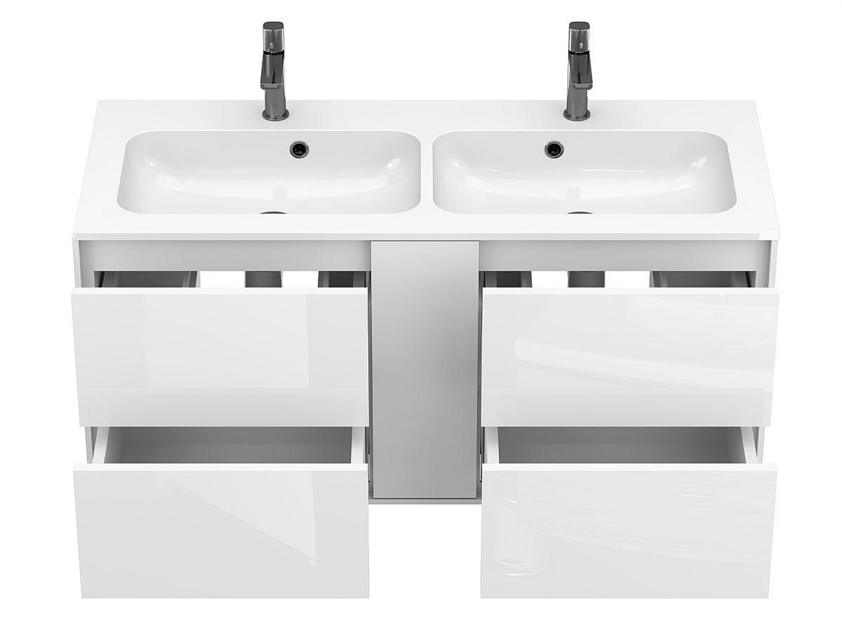 Тумба подвесная SPACE Белая глянцевая с умывальником DELLA 1100 D