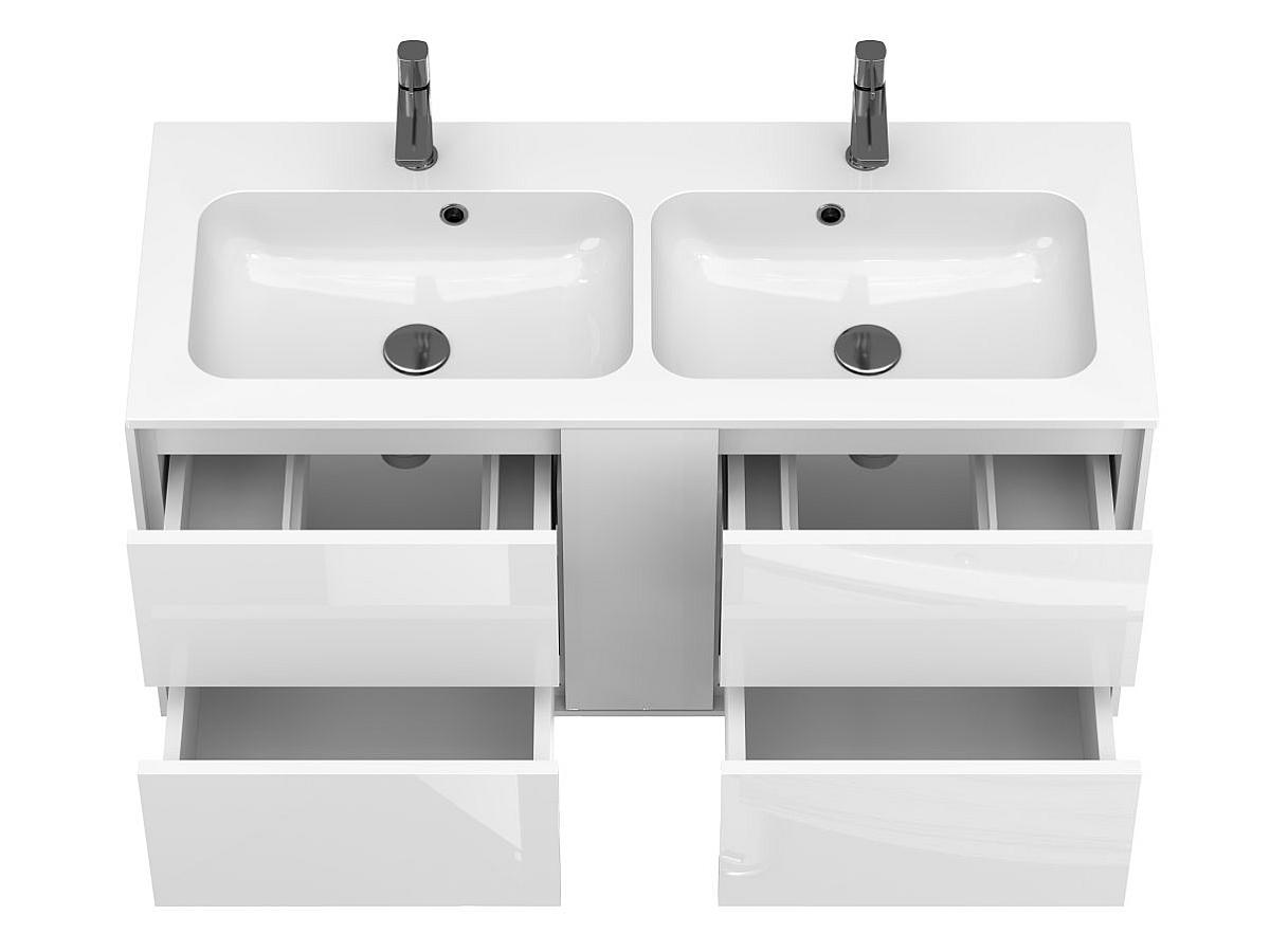 Тумба подвесная SPACE Белая глянцевая с умывальником DELLA 1100 D