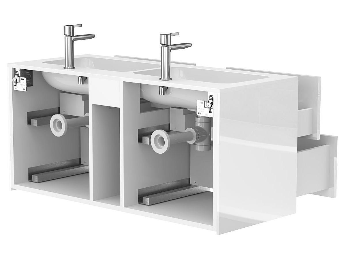 Тумба подвесная SPACE Белая глянцевая с умывальником DELLA 1100 D