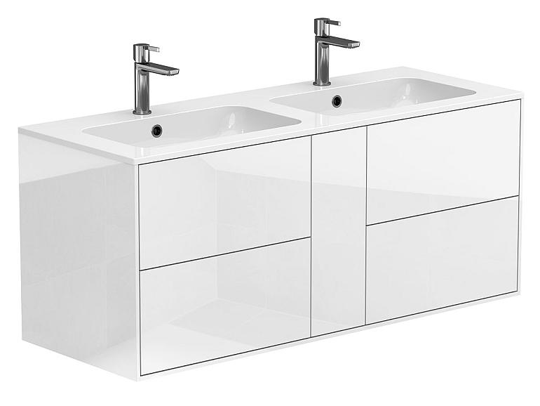 Тумба підвісна SPACE Біла глянцева з умивальником DELLA 1200 D