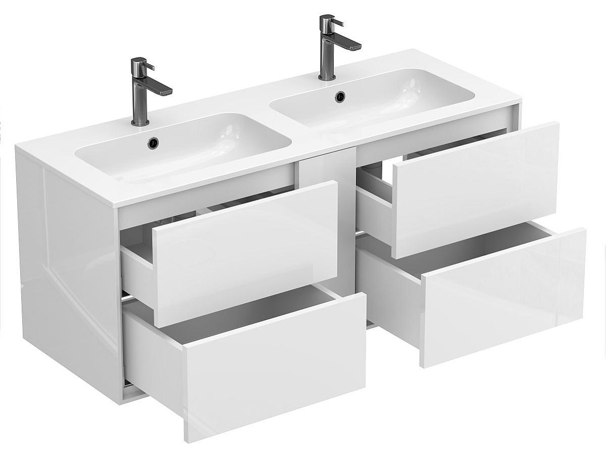 Тумба підвісна SPACE Біла глянцева з умивальником DELLA 1200 D