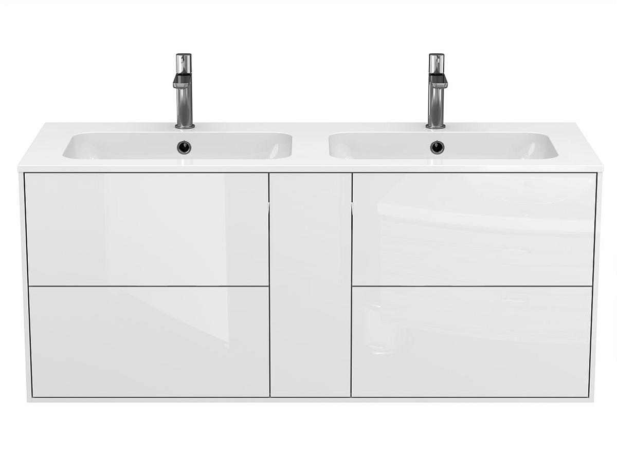 Тумба підвісна SPACE Біла глянцева з умивальником DELLA 1200 D