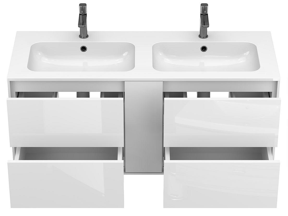 Тумба підвісна SPACE Біла глянцева з умивальником DELLA 1200 D