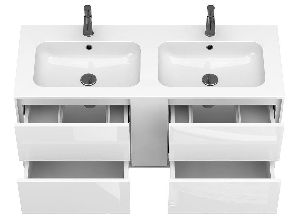 Тумба підвісна SPACE Біла глянцева з умивальником DELLA 1200 D