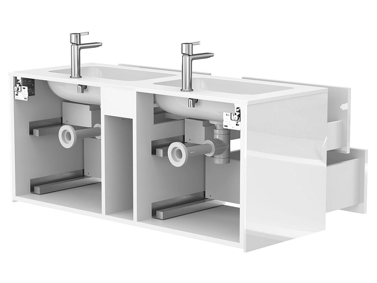 Тумба підвісна SPACE Біла глянцева з умивальником DELLA 1200 D