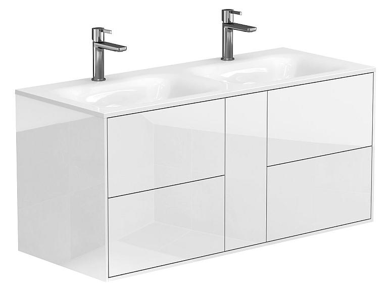 Тумба підвісна SPACE Біла глянцева з умивальником JESSEL 1100 D