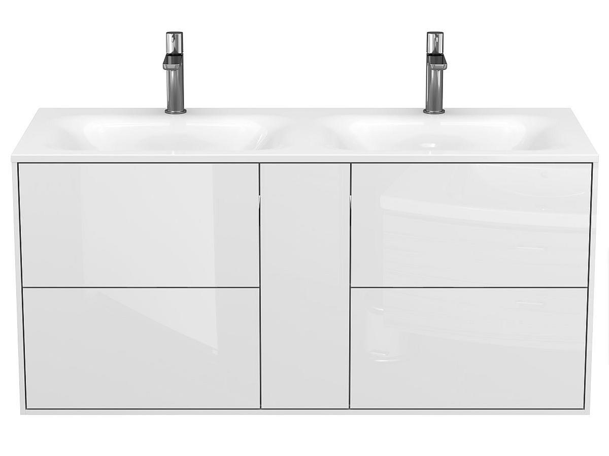 Тумба подвесная SPACE Белая глянцевая с умывальником JESSEL 1100 D