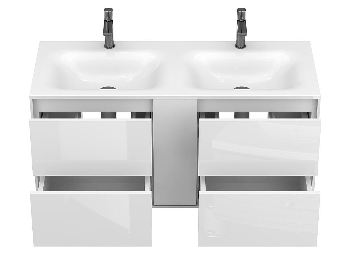 Тумба подвесная SPACE Белая глянцевая с умывальником JESSEL 1100 D