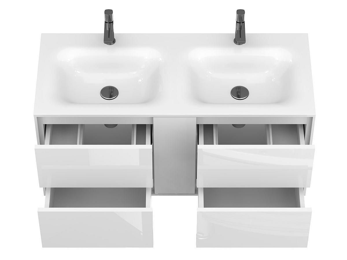 Тумба подвесная SPACE Белая глянцевая с умывальником JESSEL 1100 D