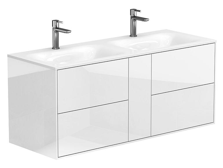 Тумба підвісна SPACE Біла глянцева з умивальником JESSEL 1200 D