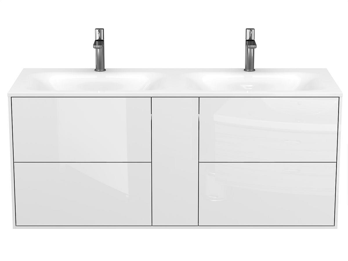 Тумба подвесная SPACE Белая глянцевая с умывальником JESSEL 1200 D