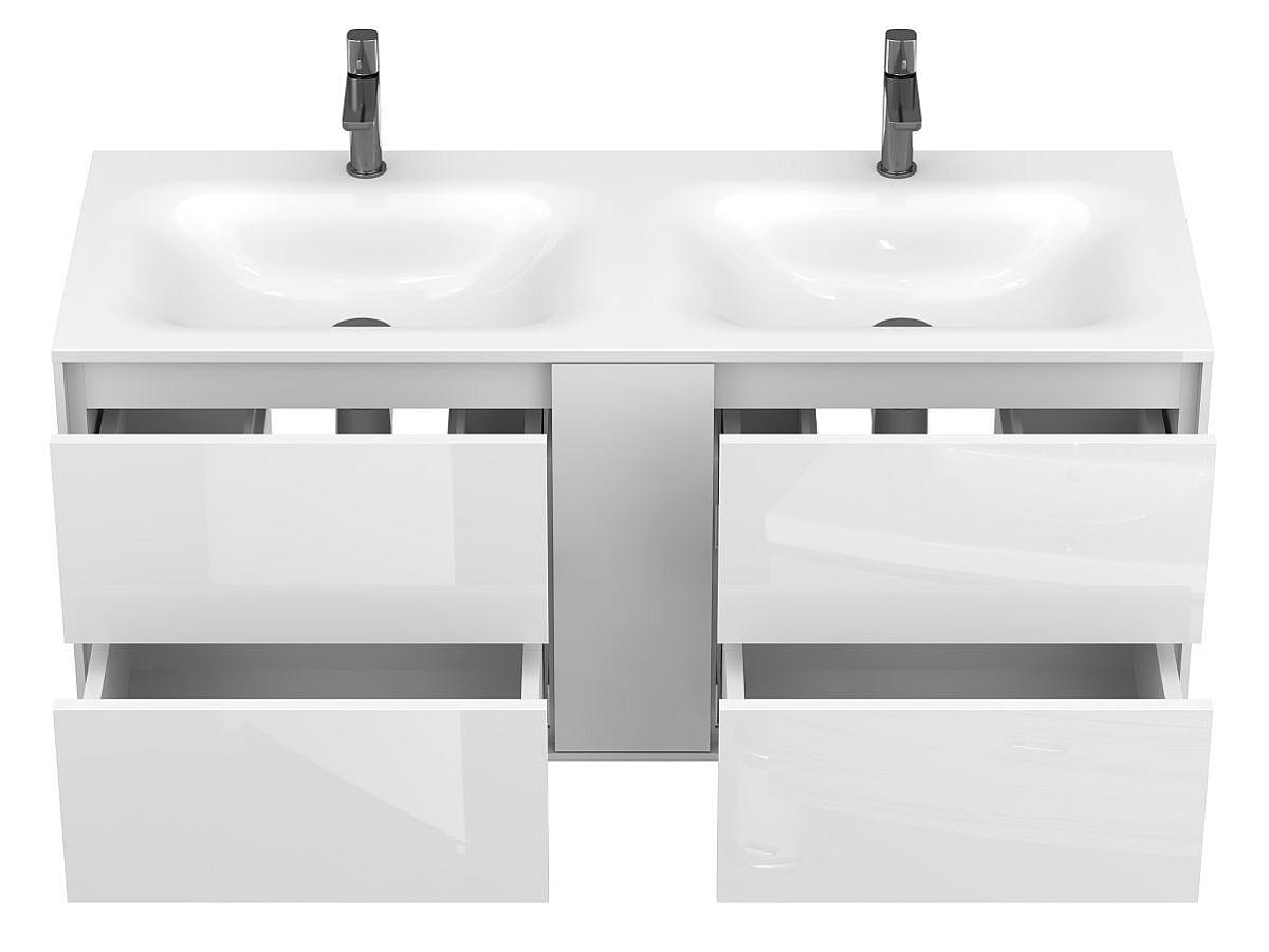 Тумба подвесная SPACE Белая глянцевая с умывальником JESSEL 1200 D