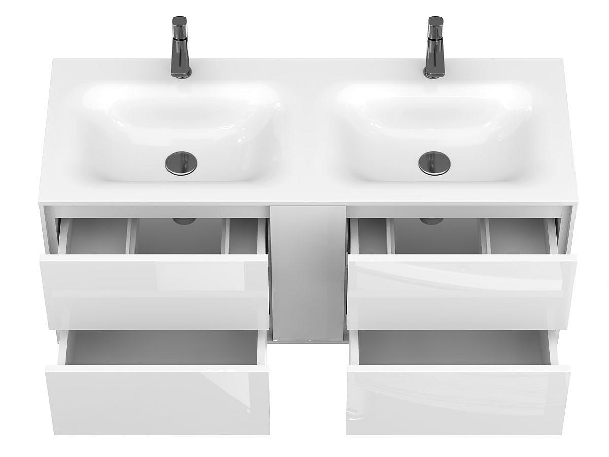 Тумба подвесная SPACE Белая глянцевая с умывальником JESSEL 1200 D