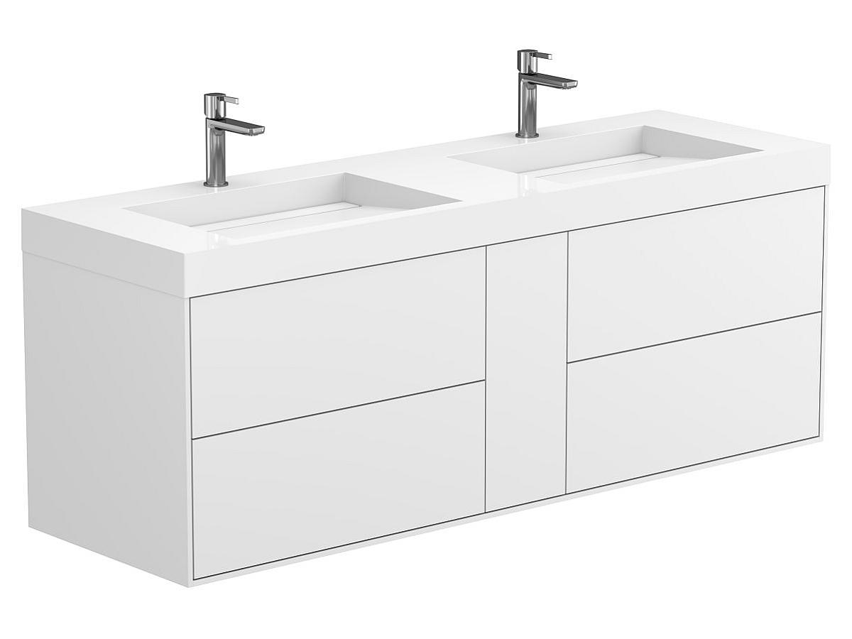 Тумба підвісна SPACE Біла матова з умивальником AGNESS 1500