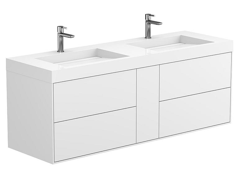 Тумба підвісна SPACE Біла soft-touch з умивальником AGNESS 1500