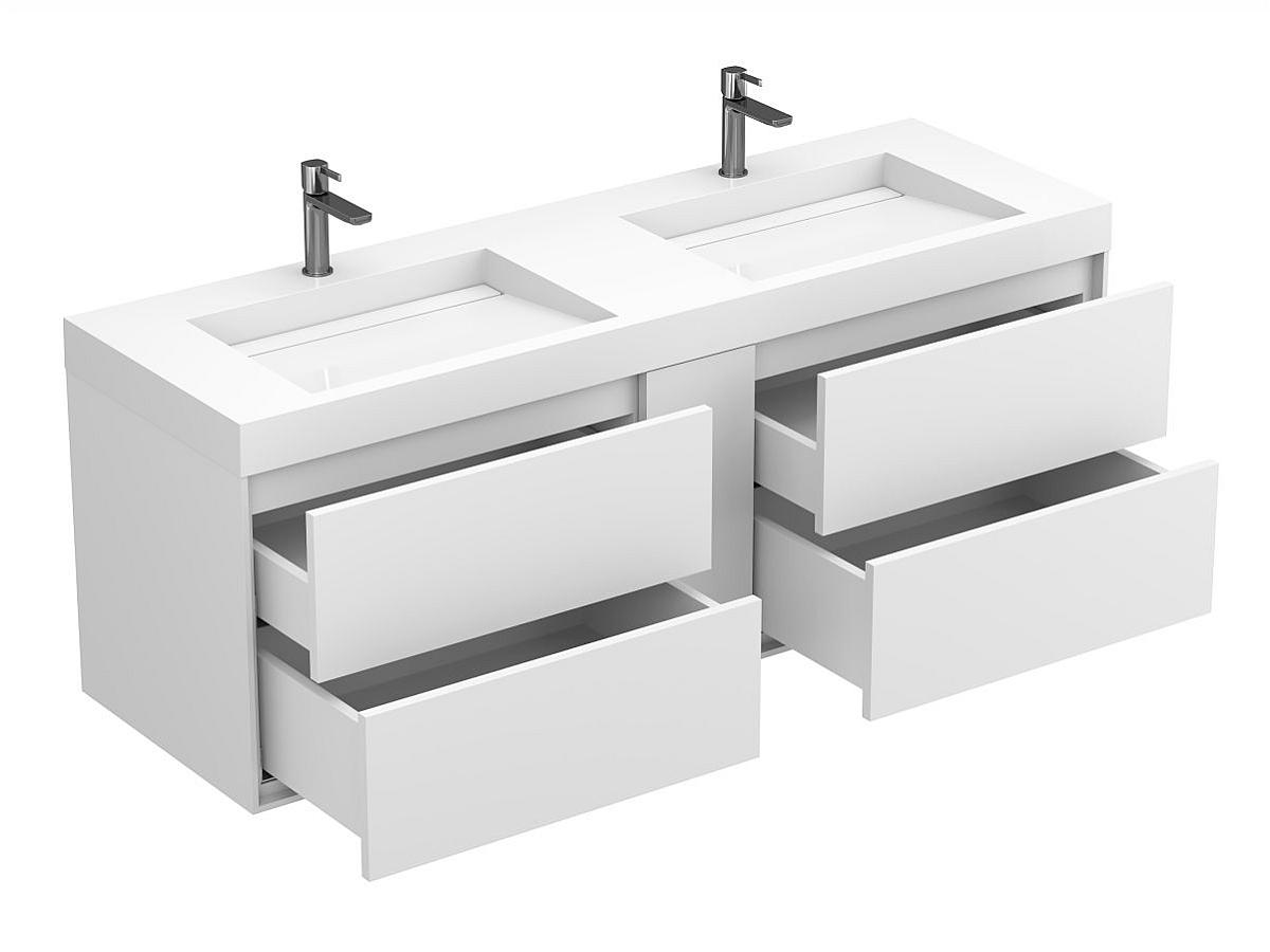 Тумба підвісна SPACE Біла матова з умивальником AGNESS 1500