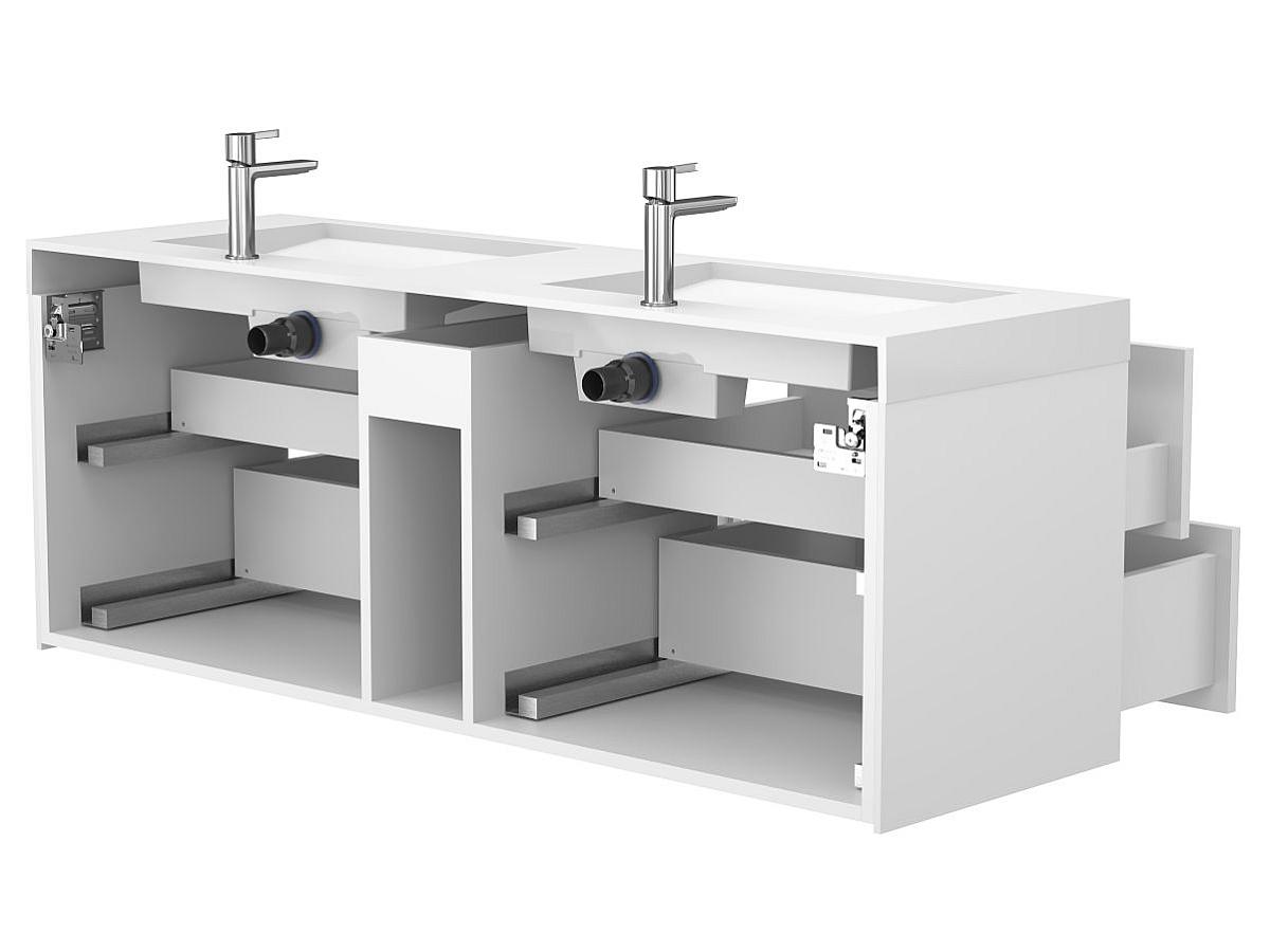 Тумба підвісна SPACE Біла матова з умивальником AGNESS 1500