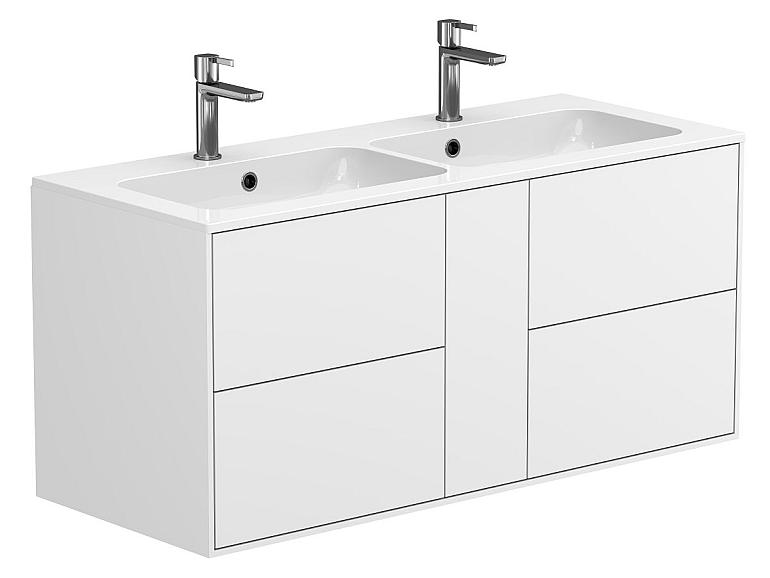 Тумба підвісна SPACE Біла матова з умивальником DELLA 1100 D