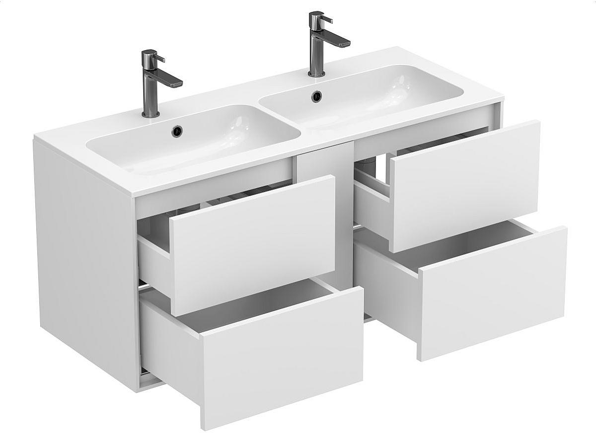 Тумба підвісна SPACE Біла soft-touch з умивальником DELLA 1100 D