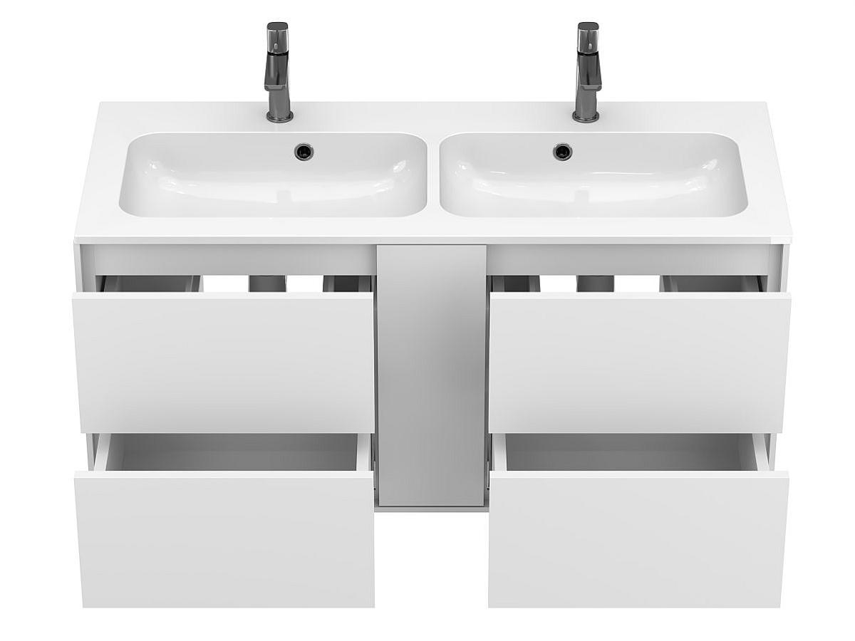 Тумба підвісна SPACE Біла soft-touch з умивальником DELLA 1100 D