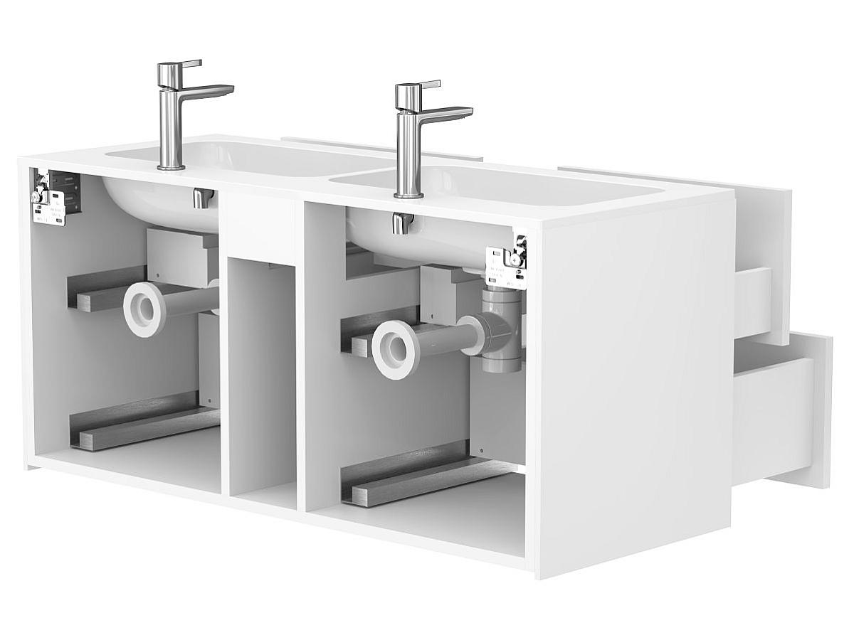 Тумба підвісна SPACE Біла soft-touch з умивальником DELLA 1100 D