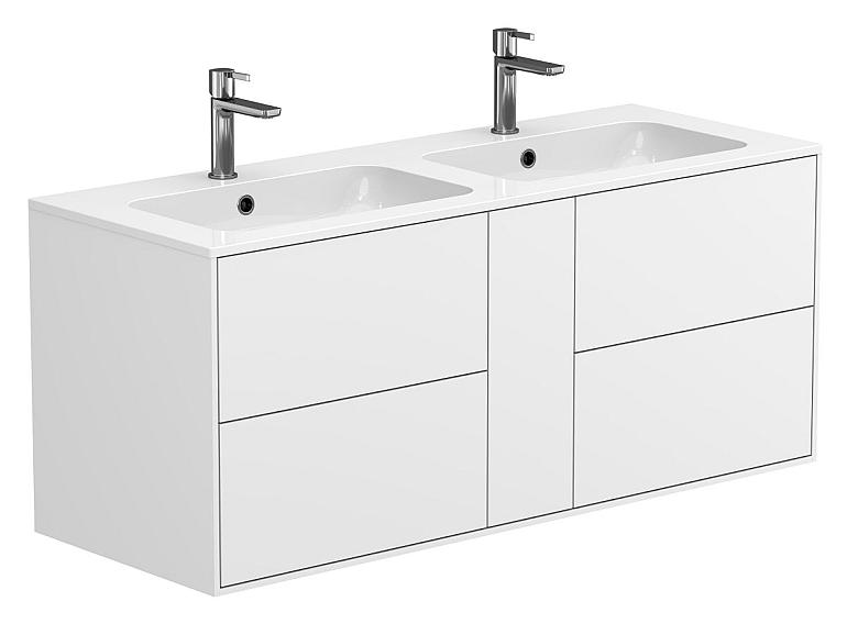 Тумба підвісна SPACE Біла матова з умивальником DELLA 1200 D